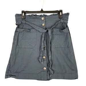 LOFT Skirt Womens 6 Petite Slate‎ Paper-bag Waist Mini Short Tie-front Casual